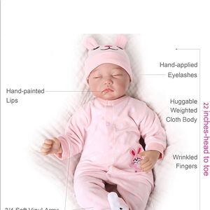 CHAREX Reborn Sleeping Baby Girl Doll Soft Vinyl Lifelike
